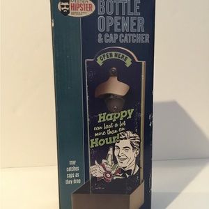 Bottle opener with cap catcher tray. Mr Hipster. Vintage